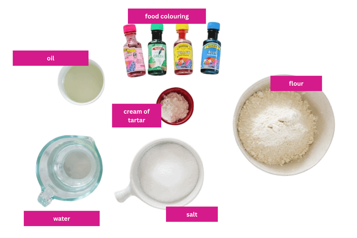 The ingredients for playdough.