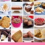 A collage of sweet baking recipes made using basic pantry and refrigerator ingredients.