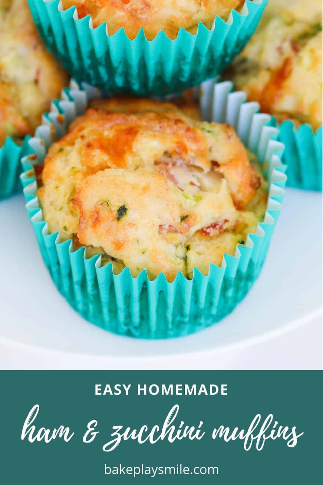 Savoury muffins made with zucchini, ham and cheese. 