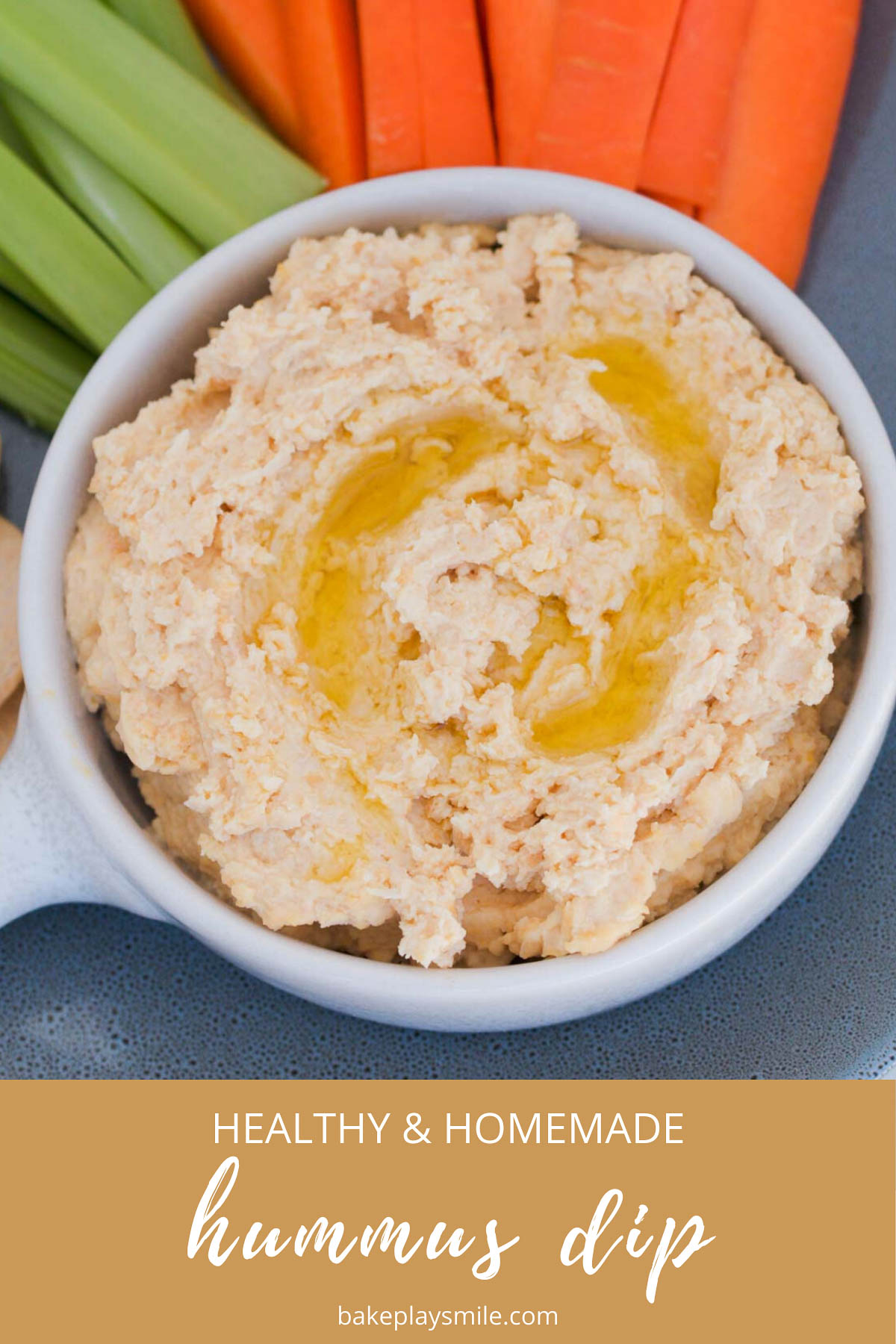 A bowl of Hummus Dip drizzled with olive oil