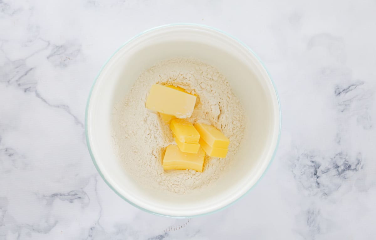 Butter and flour in a bowl.