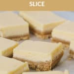 Creamy lemon slice cut into squares