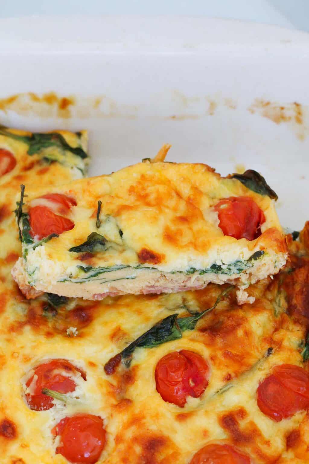 Spinach, Tomato & Bacon Frittata - Bake Play Smile