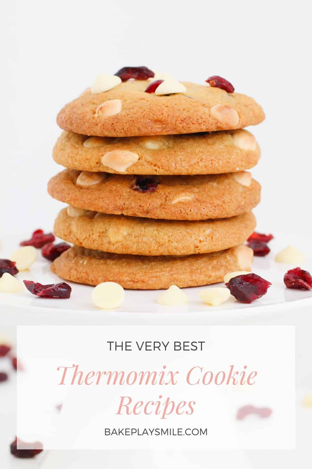 A Pinterest image of a stack of cookies with the text overlay 'The Very Best Thermomix Cookies'