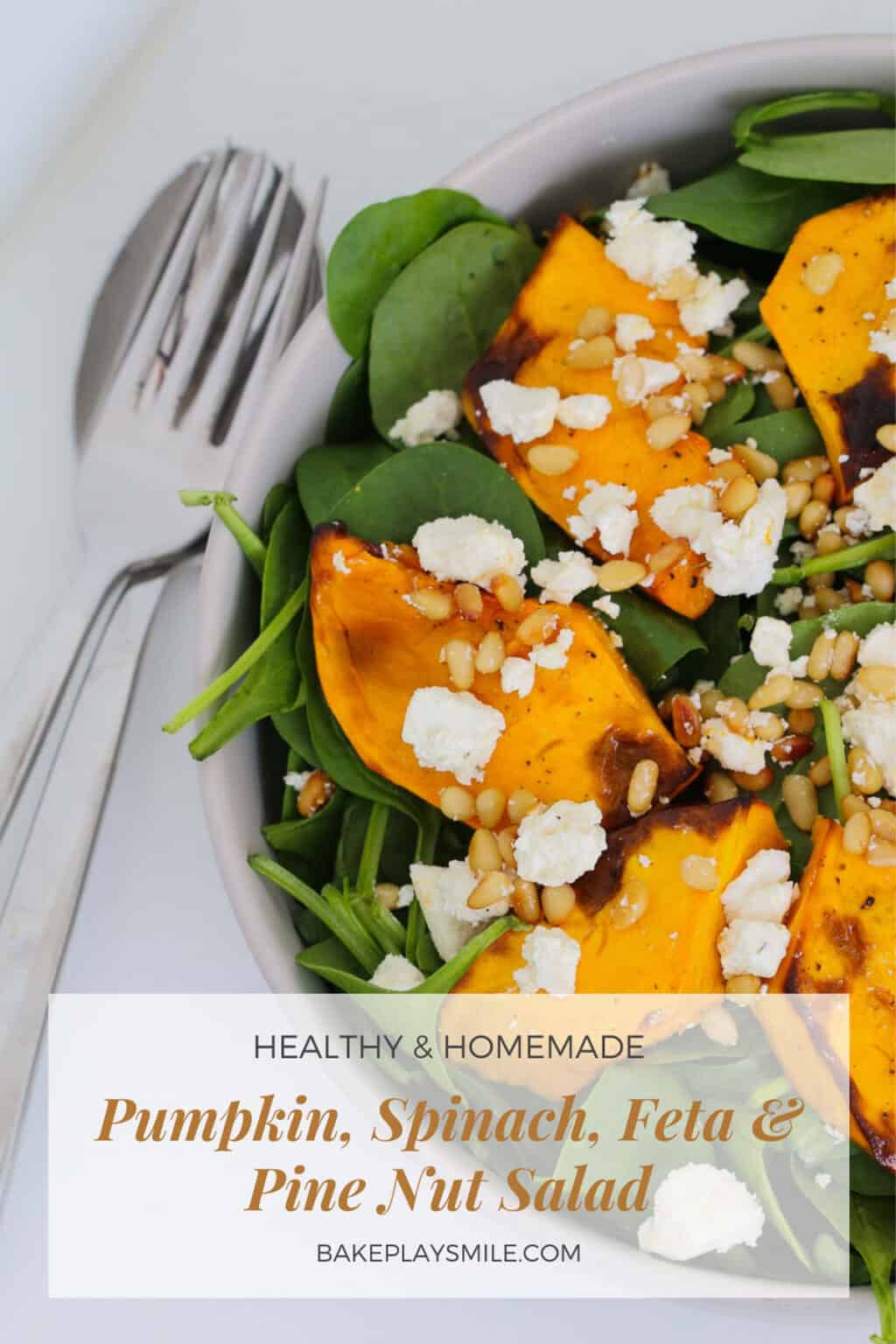 Roast Pumpkin Salad with Feta, Pine Nuts & Baby Spinach Bake Play Smile