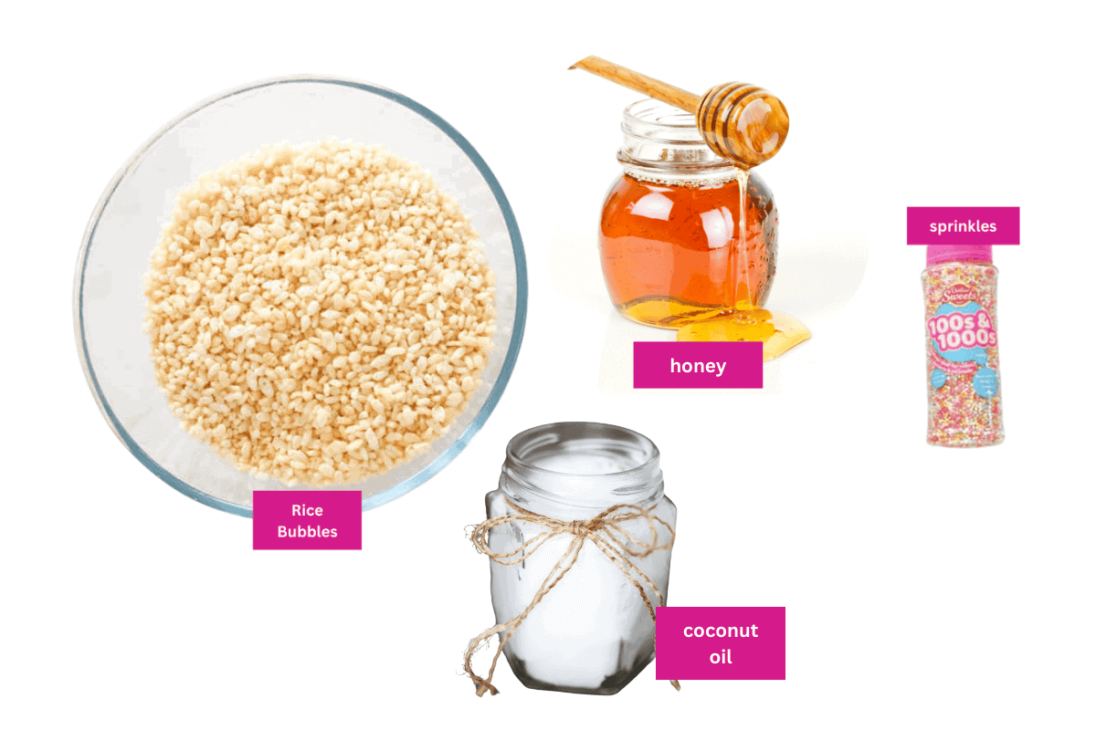 The ingredients for healthy rice bubble bars.