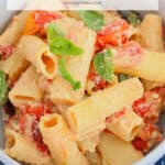 A Pinterest image of a bowl of pasta with the text overlay TikTok pasta
