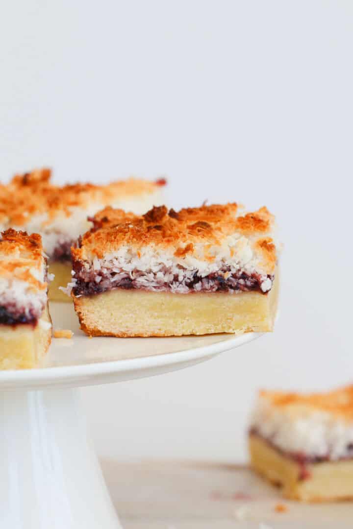 Raspberry Coconut Slice - Bake Play Smile