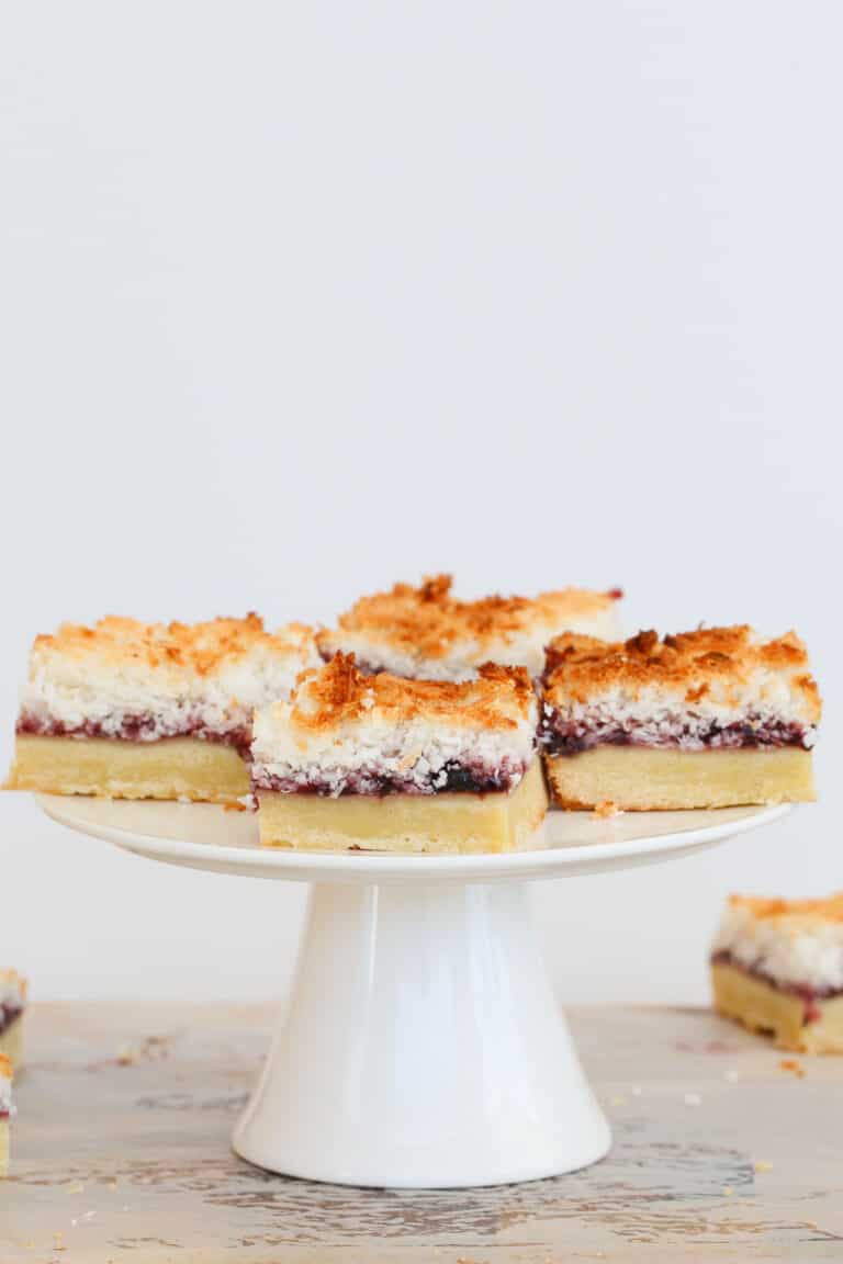 Raspberry Coconut Slice - Bake Play Smile