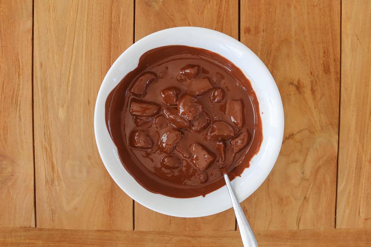 Chocolate mixture in a bowl.