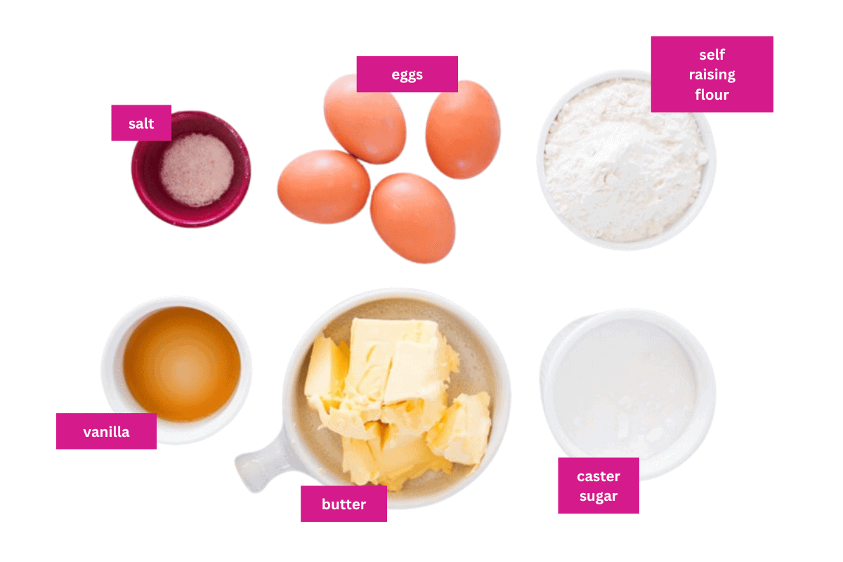 The ingredients for homemade cupcakes.