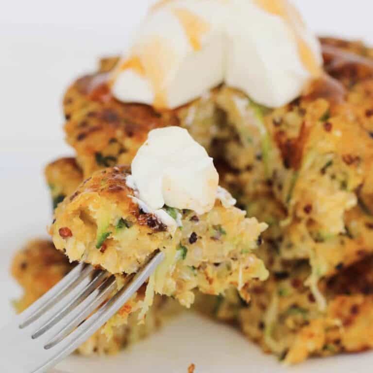 Cheesy Quinoa, Zucchini & Sweet Potato Fritters Bake Play Smile