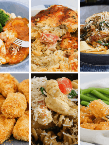 A Pinterest collage of 6 different chicken dinner recipes.