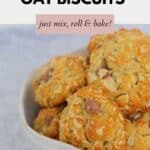 A bowl full of golden baked Chocolate Chip Oat Biscuits.