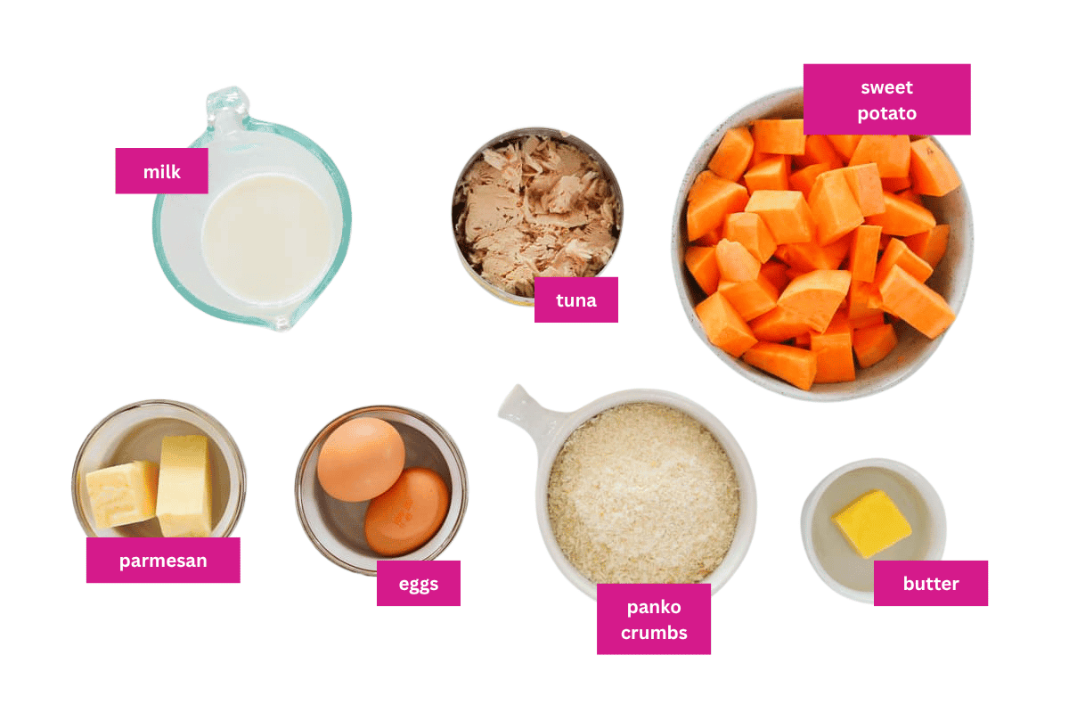The ingredients for tuna patties.