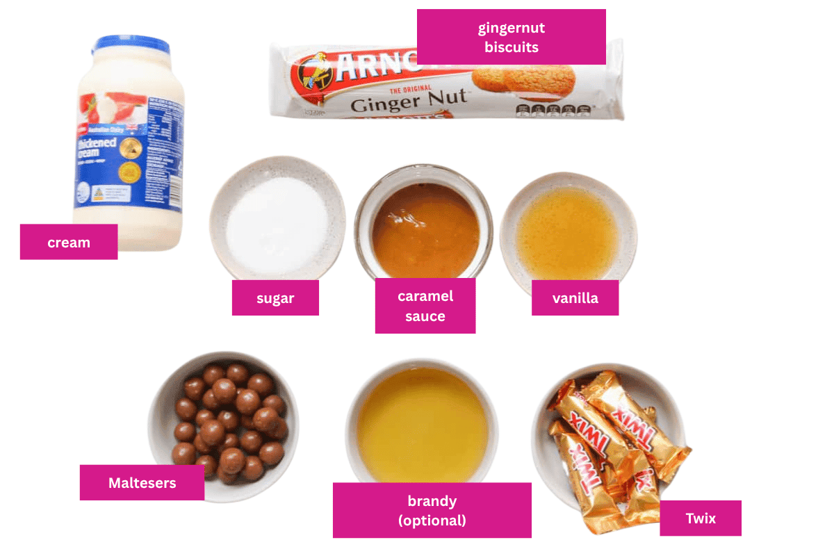The ingredients for a gingernut ripple cake.