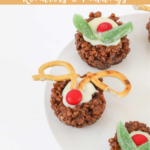 Chocolate crackles decorated as reindeer and Christmas puddings