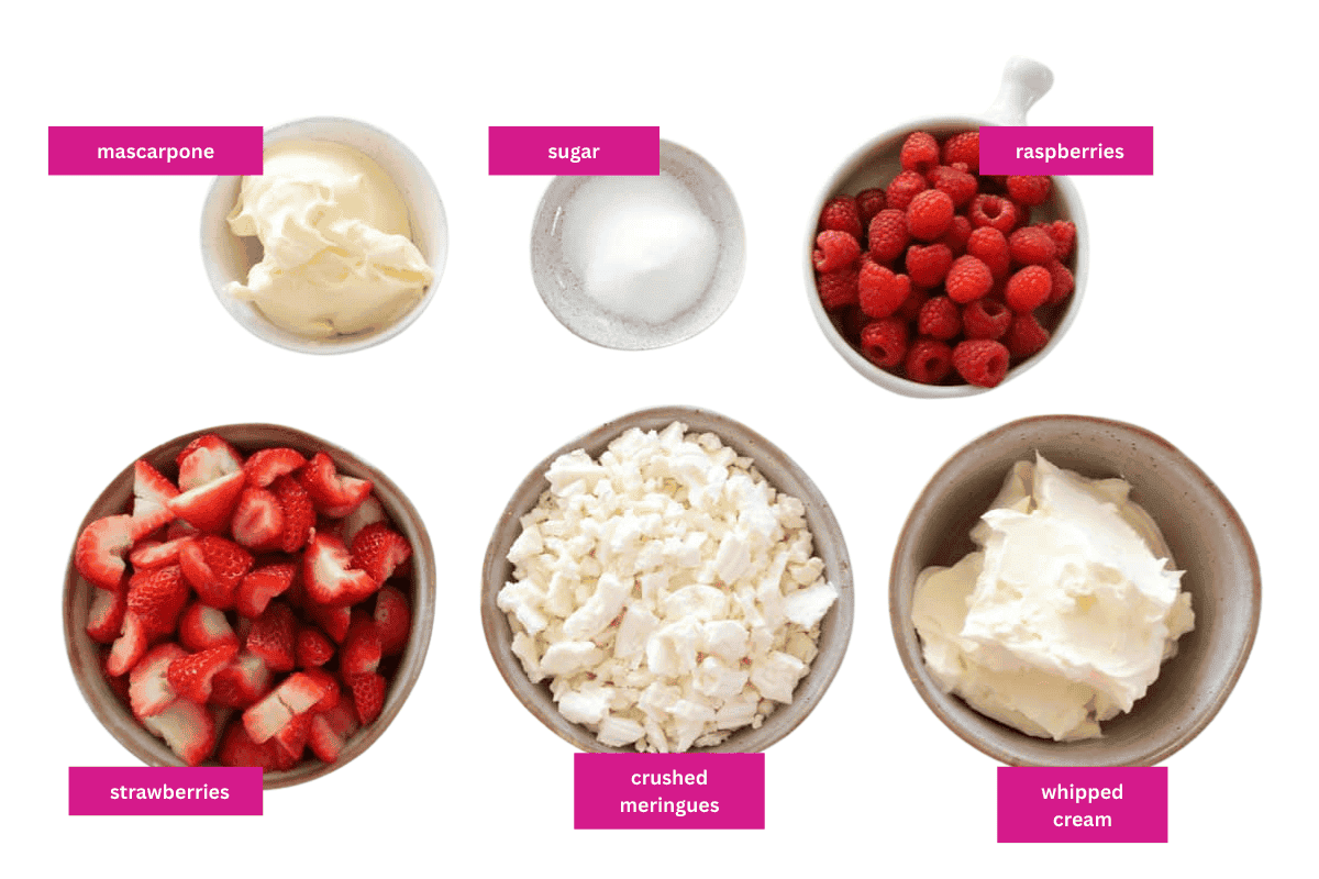 The ingredients for a classic eton mess.