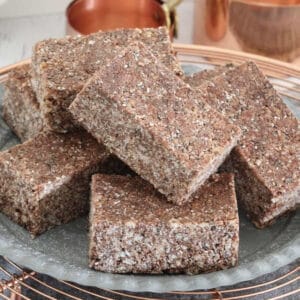 coco pop bars stacked on a plate