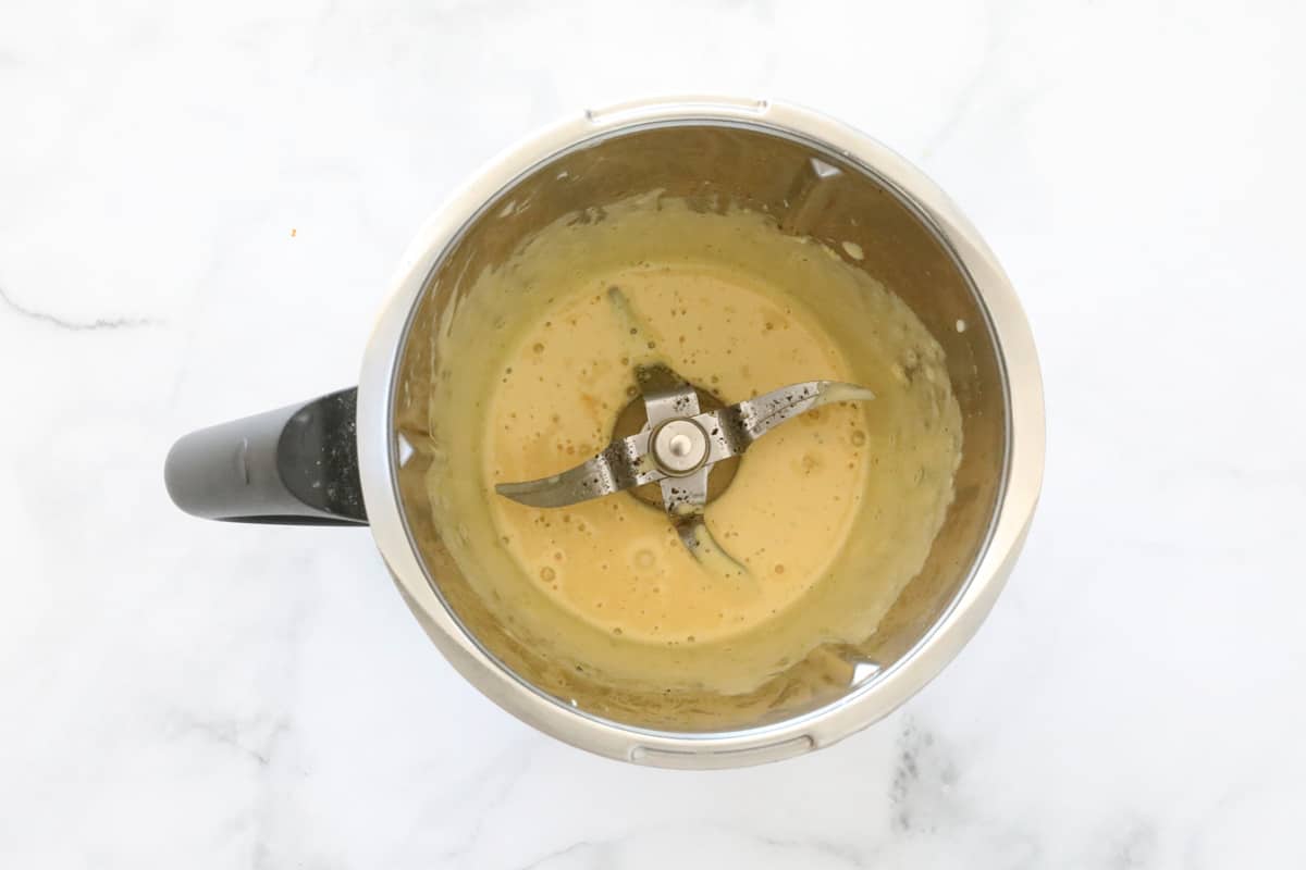 Mustard, egg yolk and lemon juice in a Thermomix.