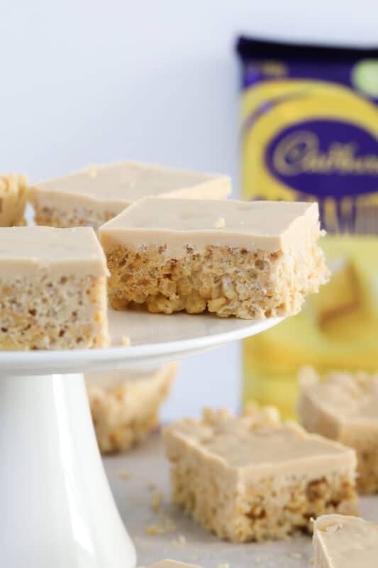 Caramilk Rice Bubble Slice - Bake Play Smile