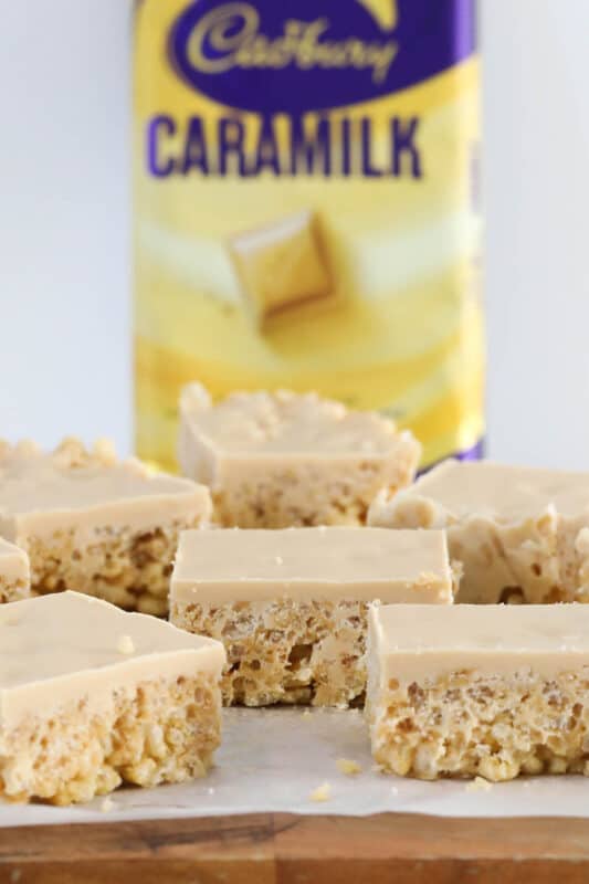 Caramilk Rice Bubble Slice - Bake Play Smile
