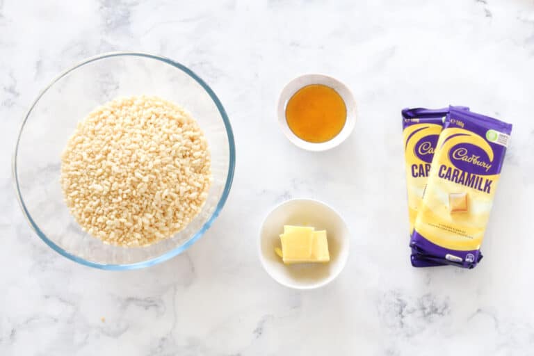 Caramilk Rice Bubble Slice - Bake Play Smile