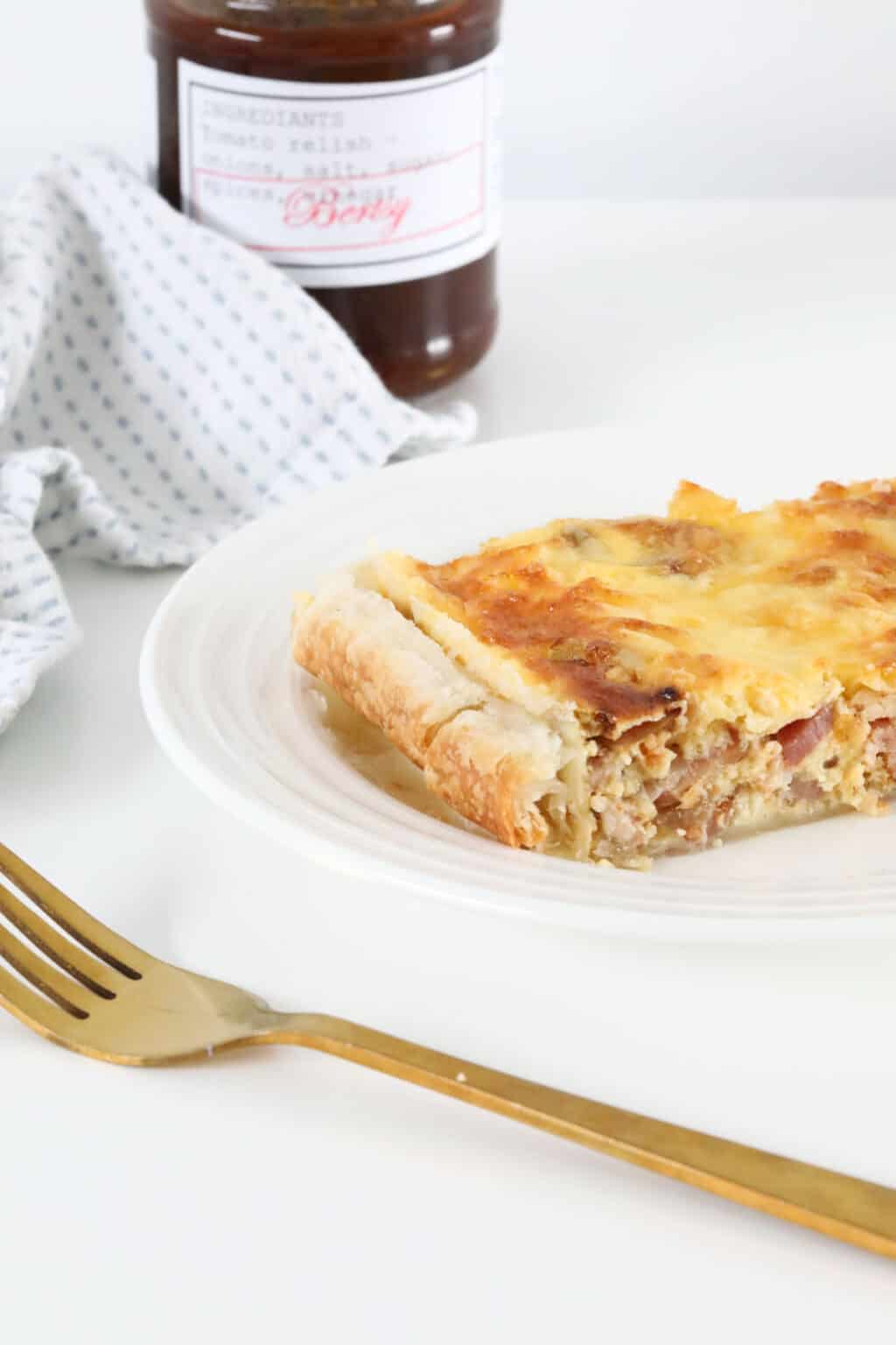 Traditional Egg and Bacon Pie with Puff Pastry Bake Play Smile