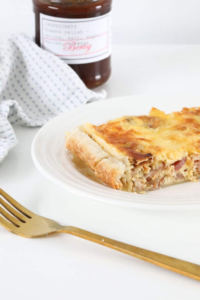 Traditional Egg and Bacon Pie with Puff Pastry Bake Play Smile