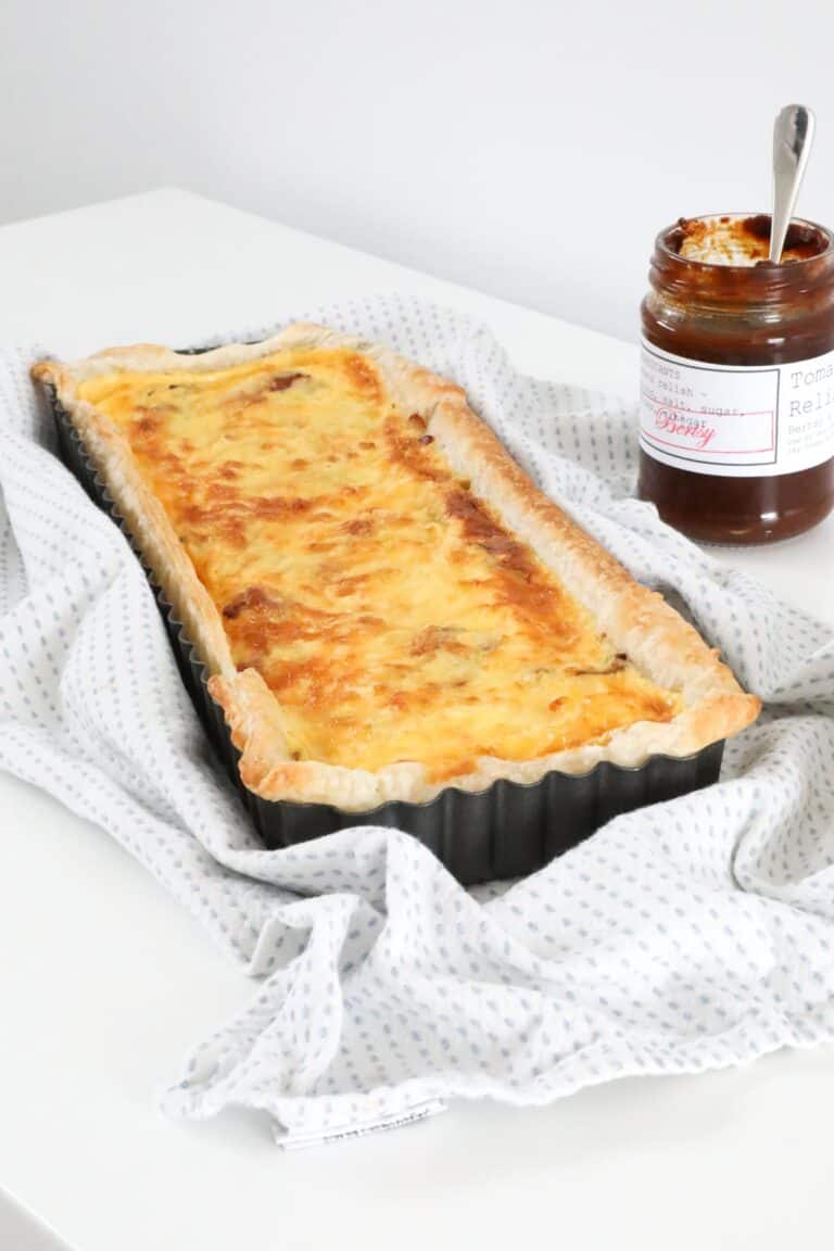 Traditional Egg and Bacon Pie with Puff Pastry Bake Play Smile