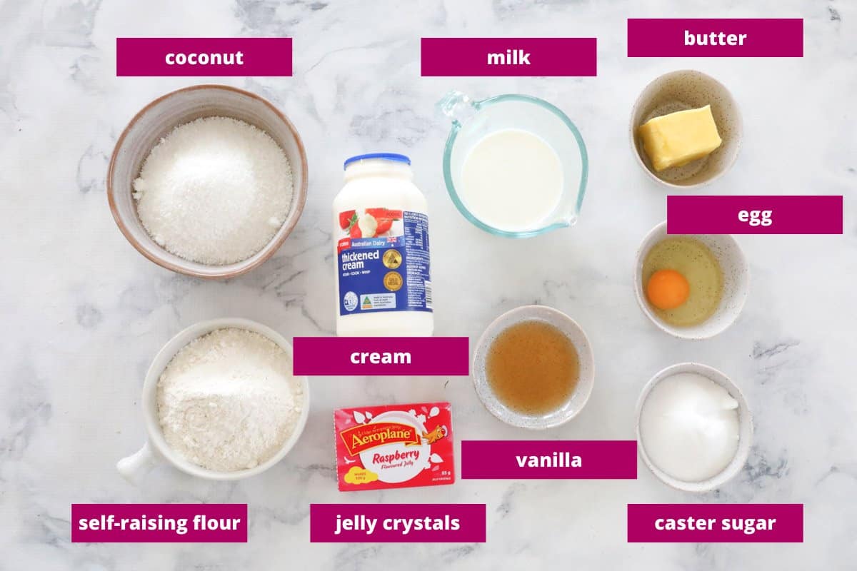 All the ingredients for making jelly cakes.