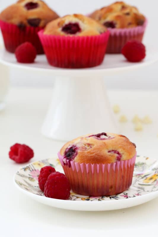 Raspberry And White Chocolate Muffins | Bakery-Style - Bake Play Smile