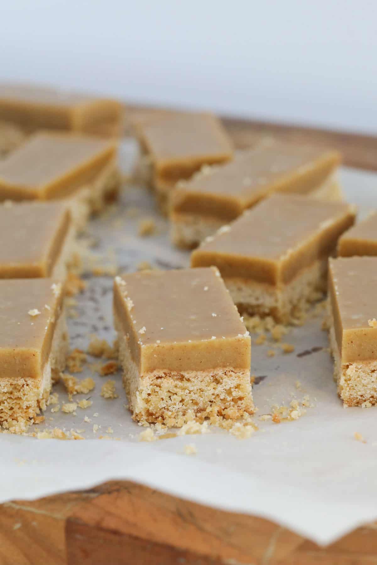 A ginger slice cut into bars.