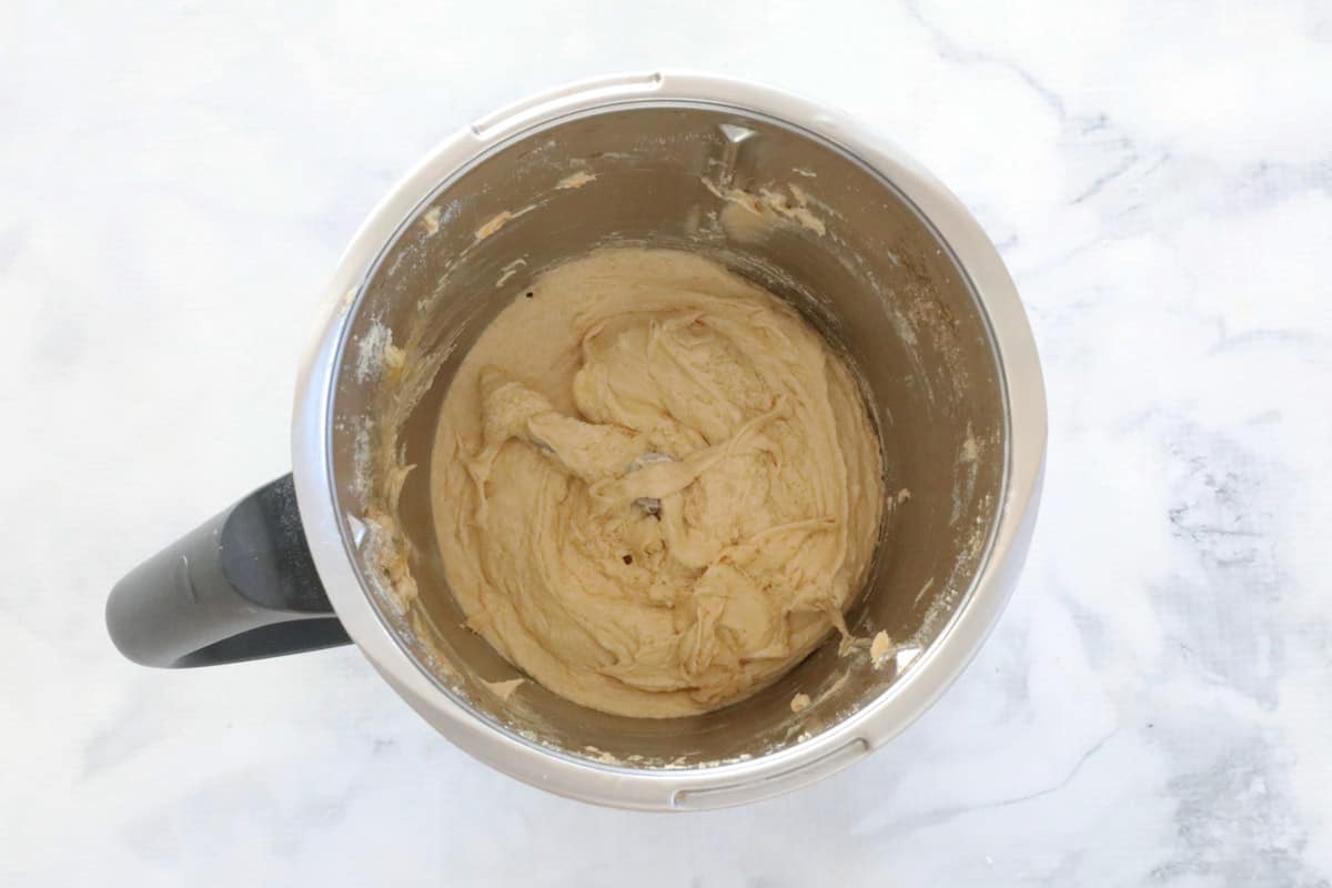 Creamed cookie mixture in a Thermomix.