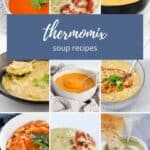 A collage of bowls of soup made in the Thermomix machine.