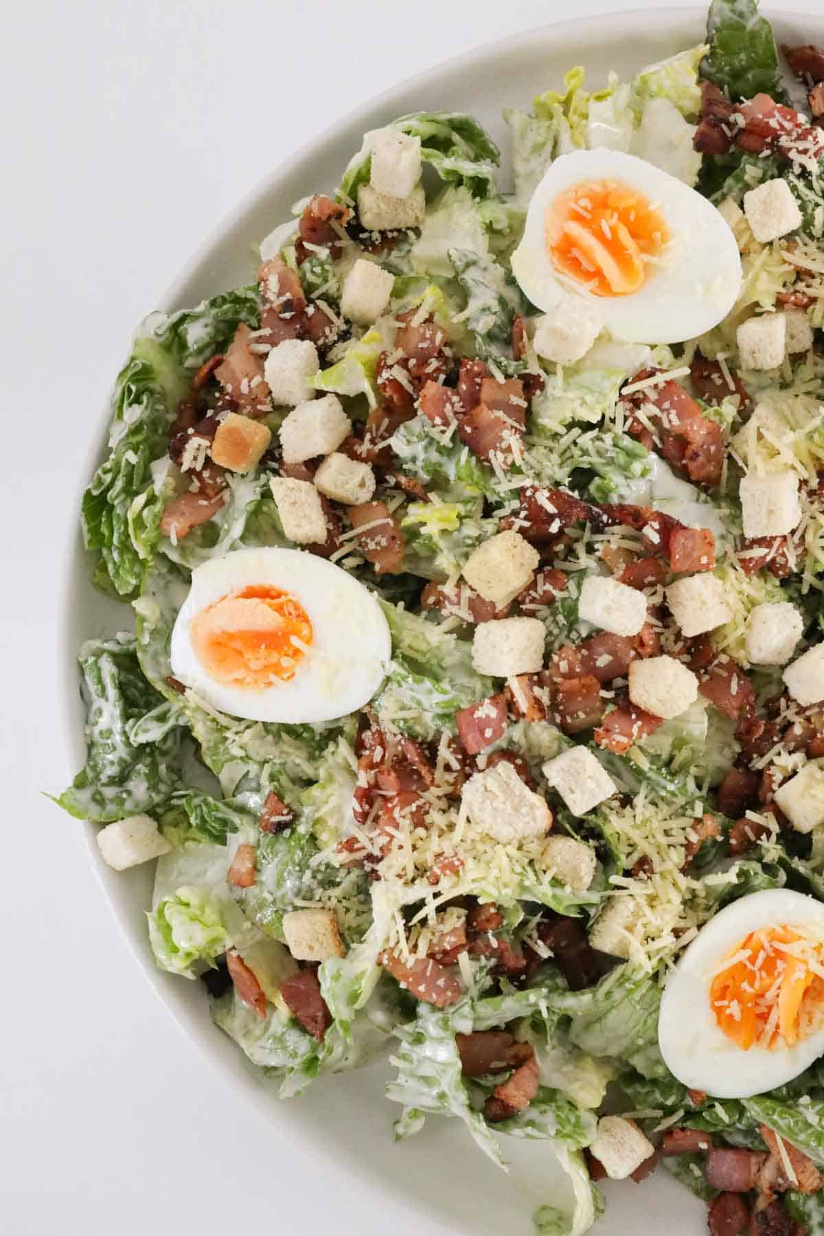 Caesar salad on a plate.