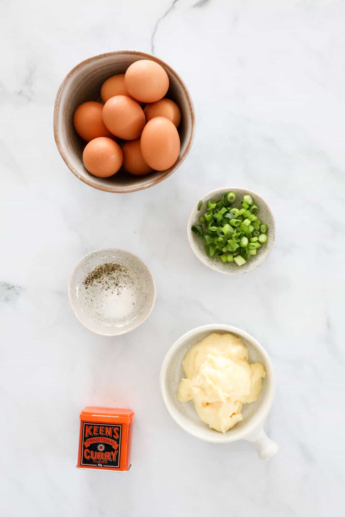 Ingredients laid out on a benchtop.