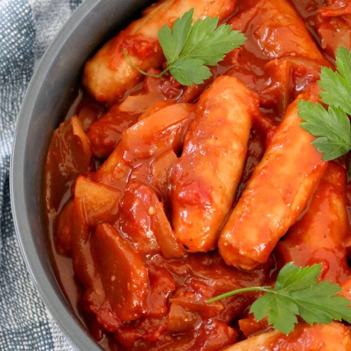 Devilled Sausages Bake Play Smile