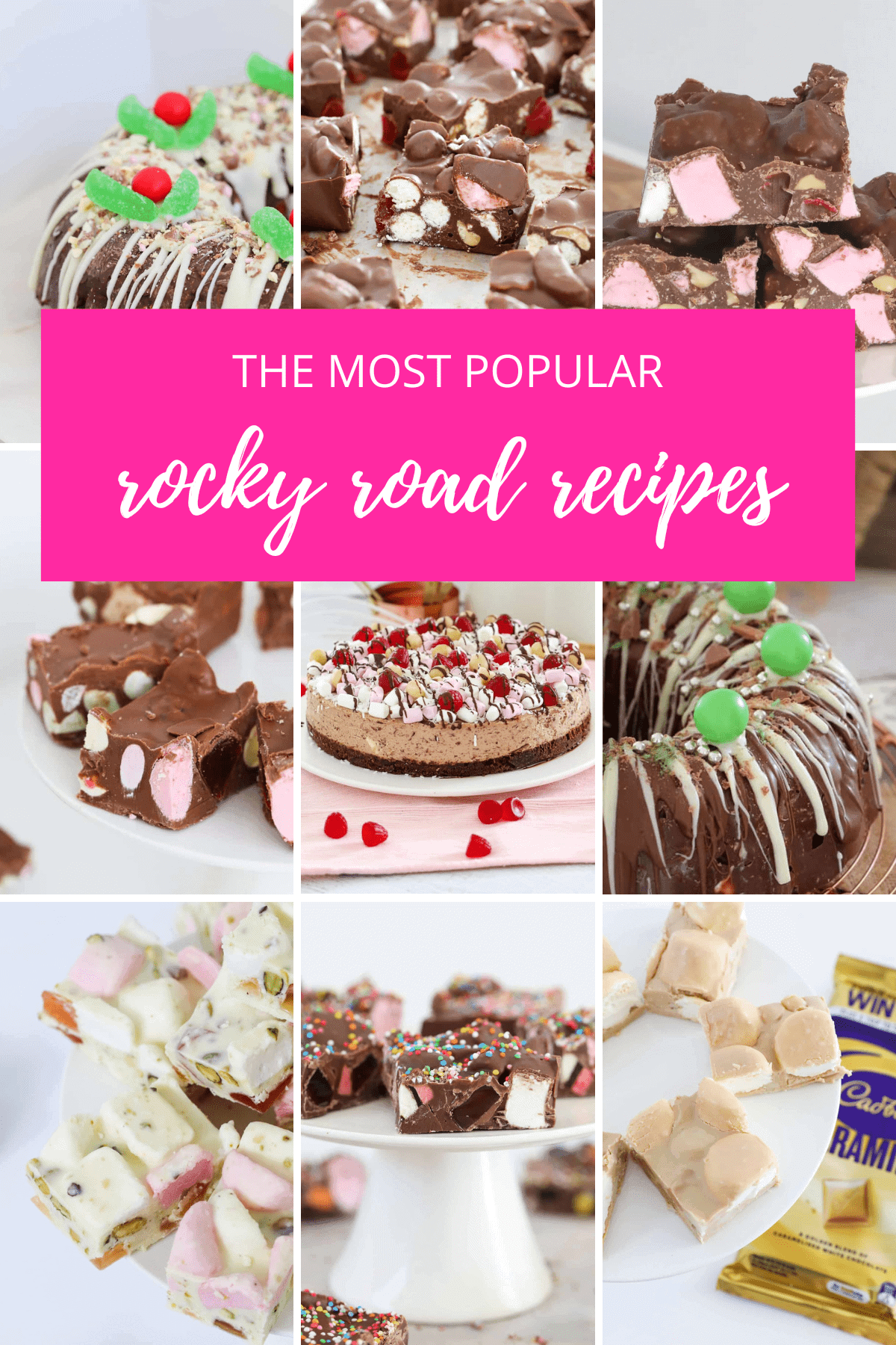 A collage of rocky road recipes.