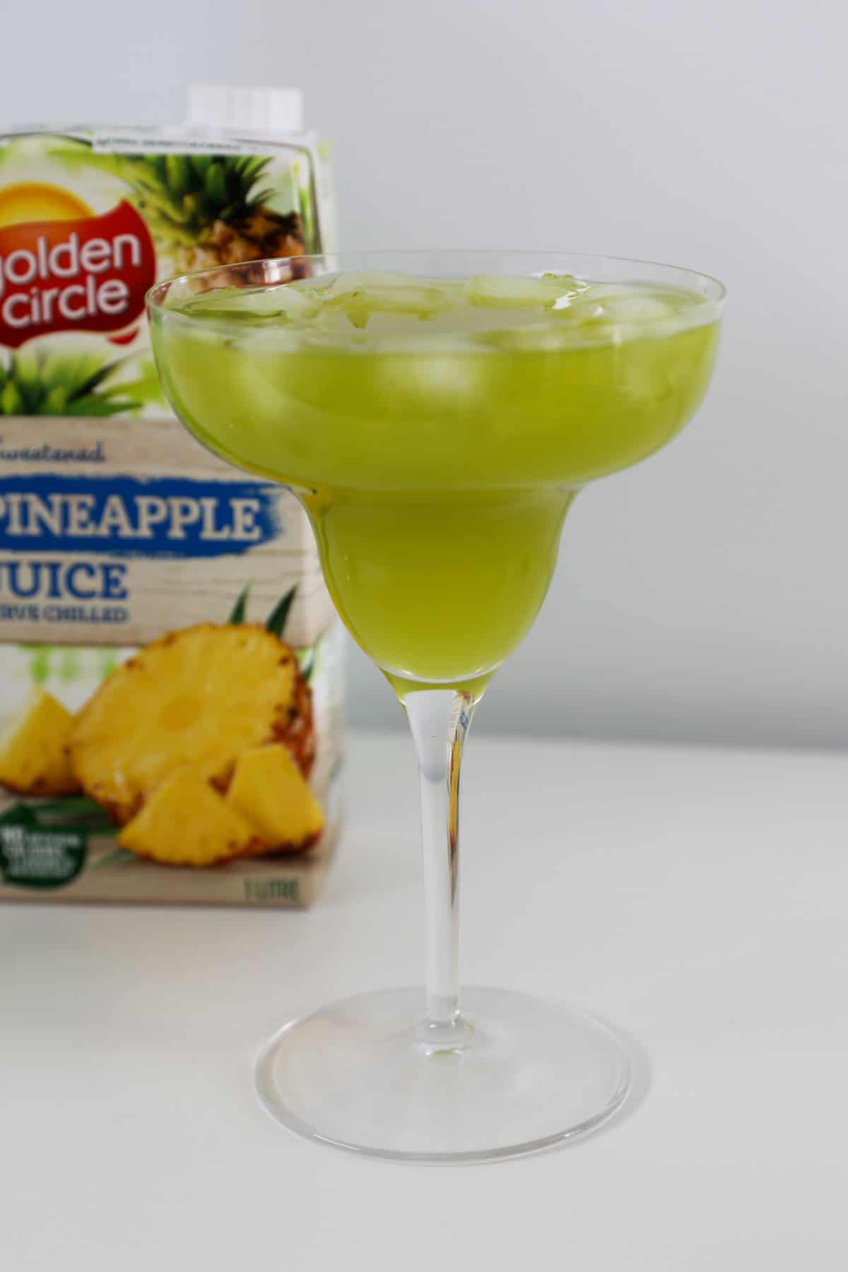 A midori pineapple cocktail.