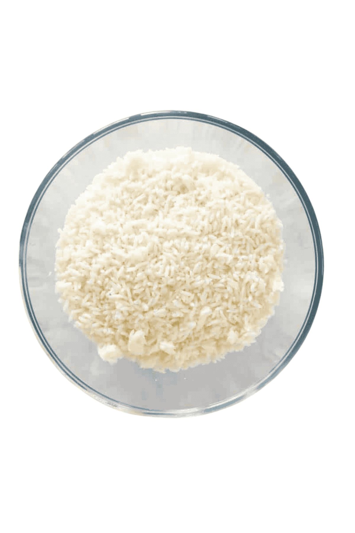 The ingredients for a rice salad with curry powder in small bowls.