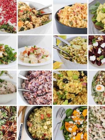 A collage of popular salad recipes.