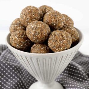 A bowl of healthy bliss balls made with weet-bix.