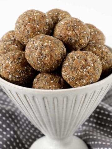 A bowl of healthy bliss balls made with weet-bix.