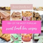 A collage of sweet lunch box recipes.