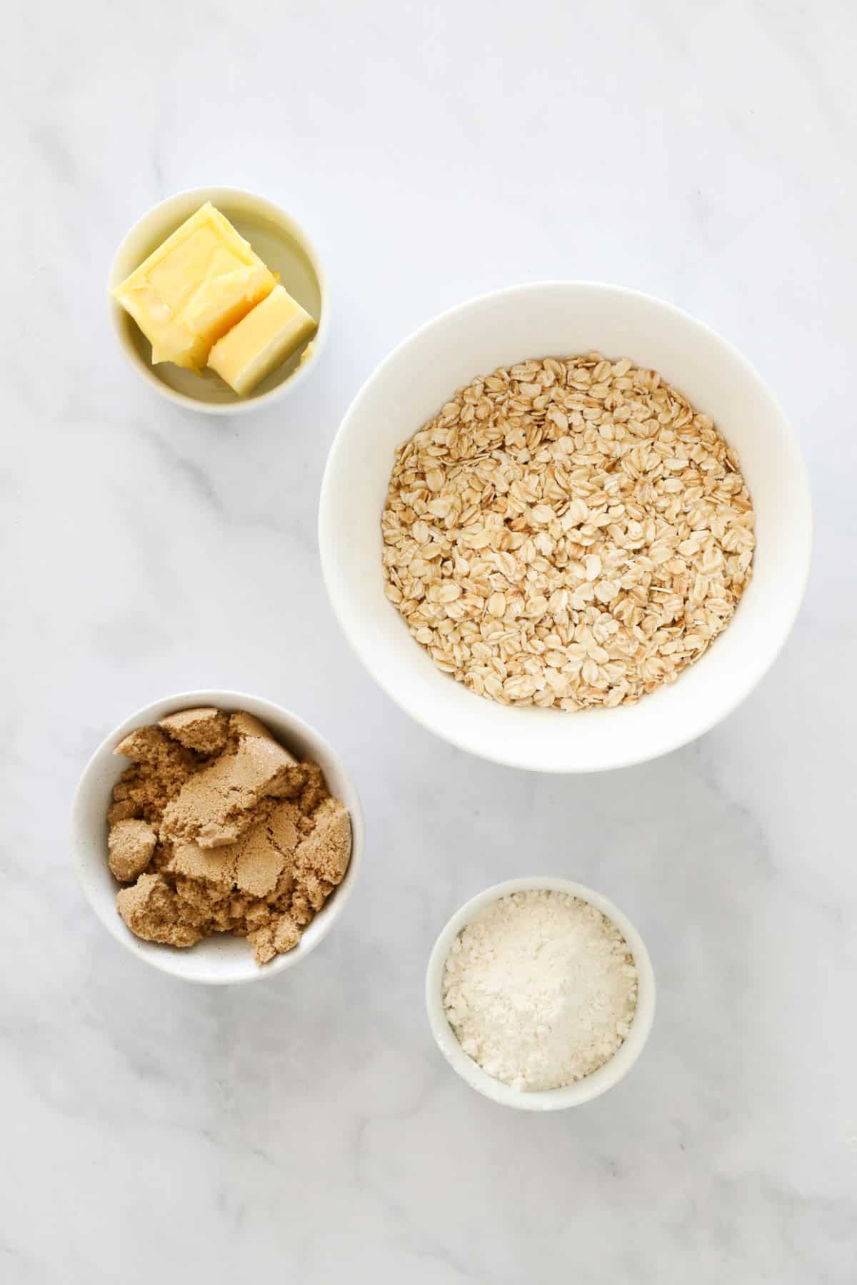 The ingredients for oat crumble.
