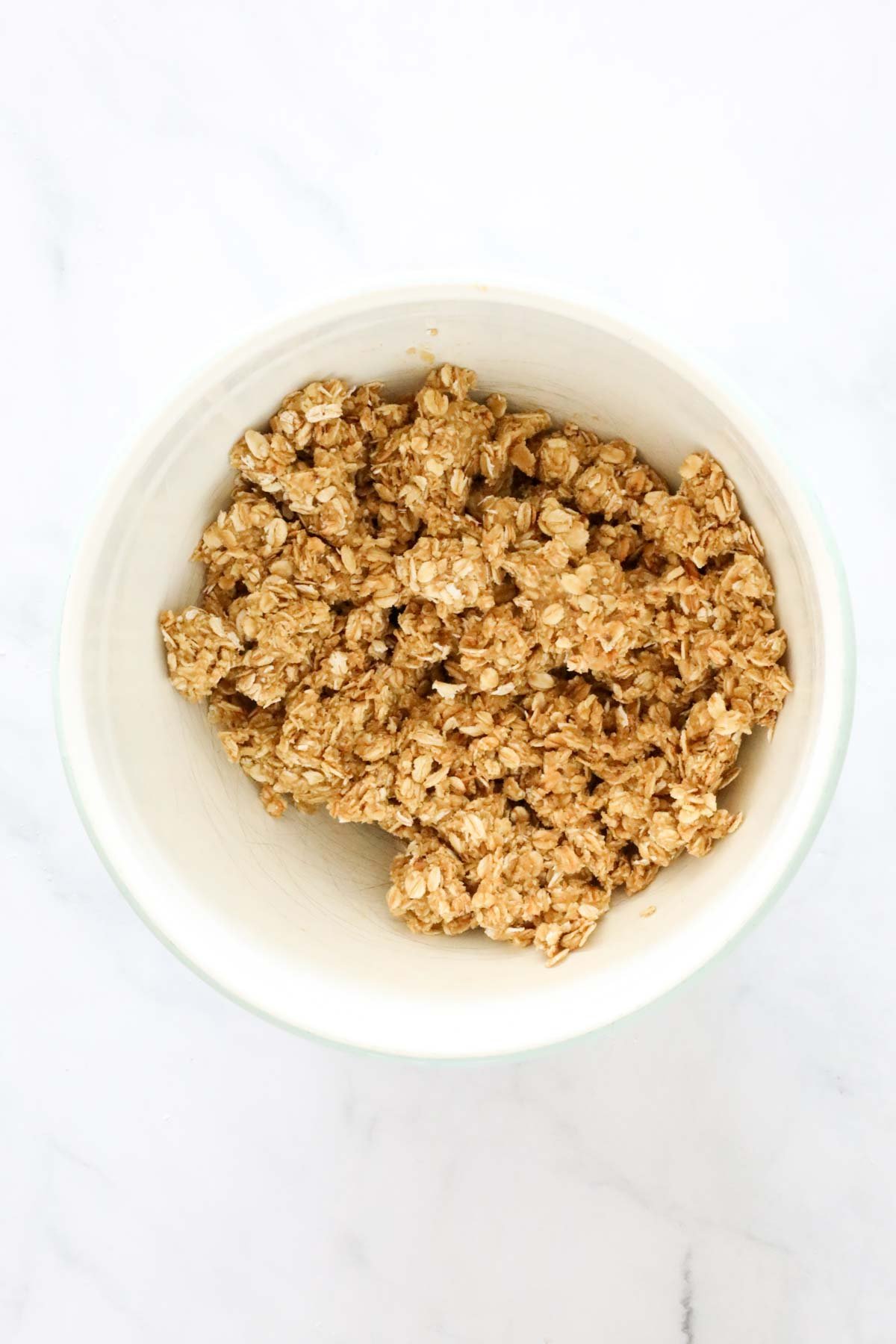 Oat crumble in a bowl.