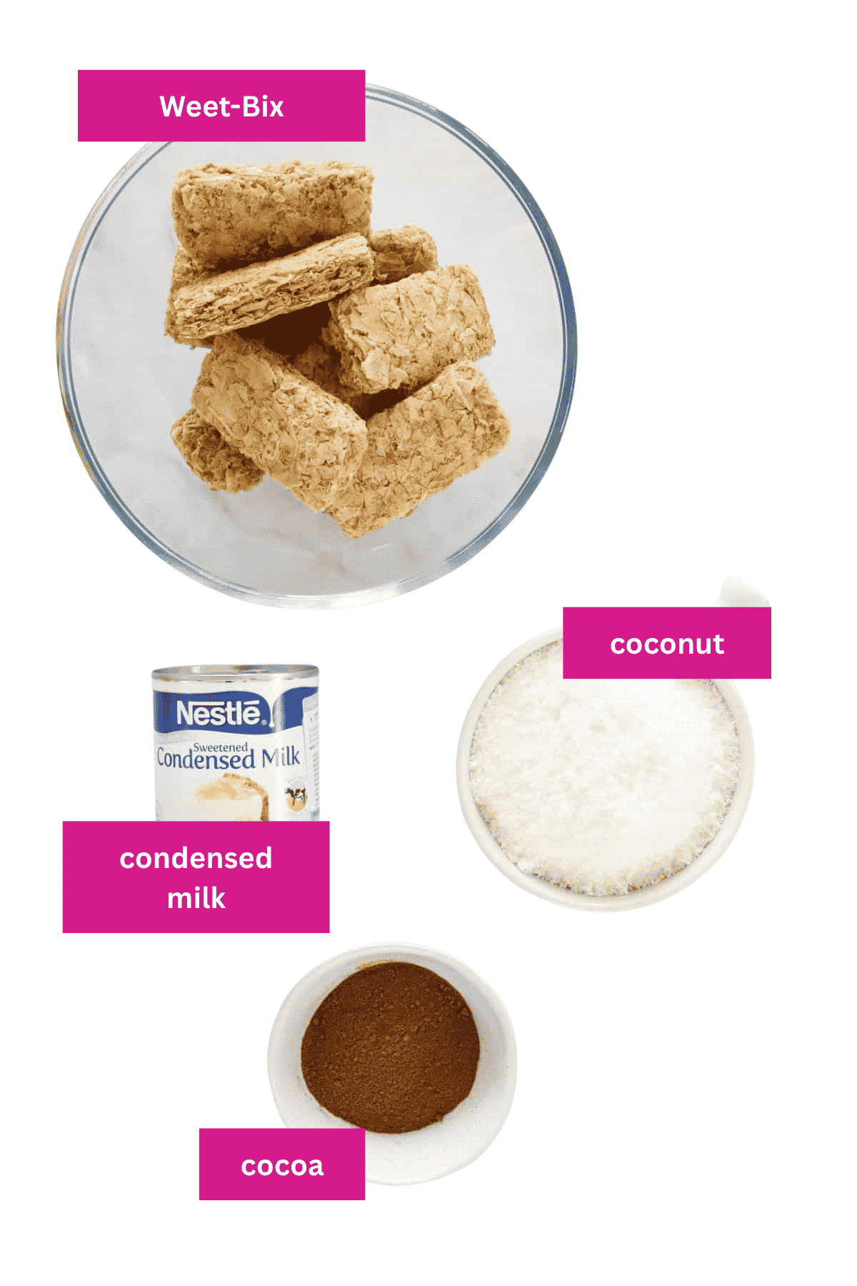 The ingredients for Milo Weet-Bix Balls.