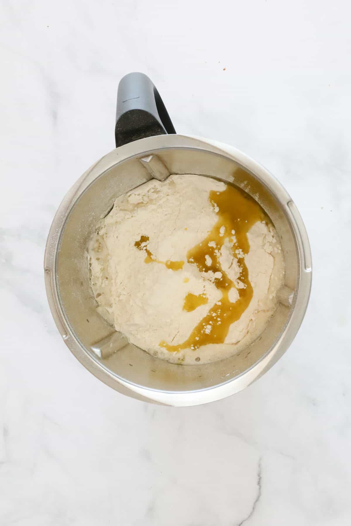 Flour and oil in a Thermomix.