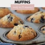 Cafe style baked blueberry and chocolate chip muffins in a muffin tray